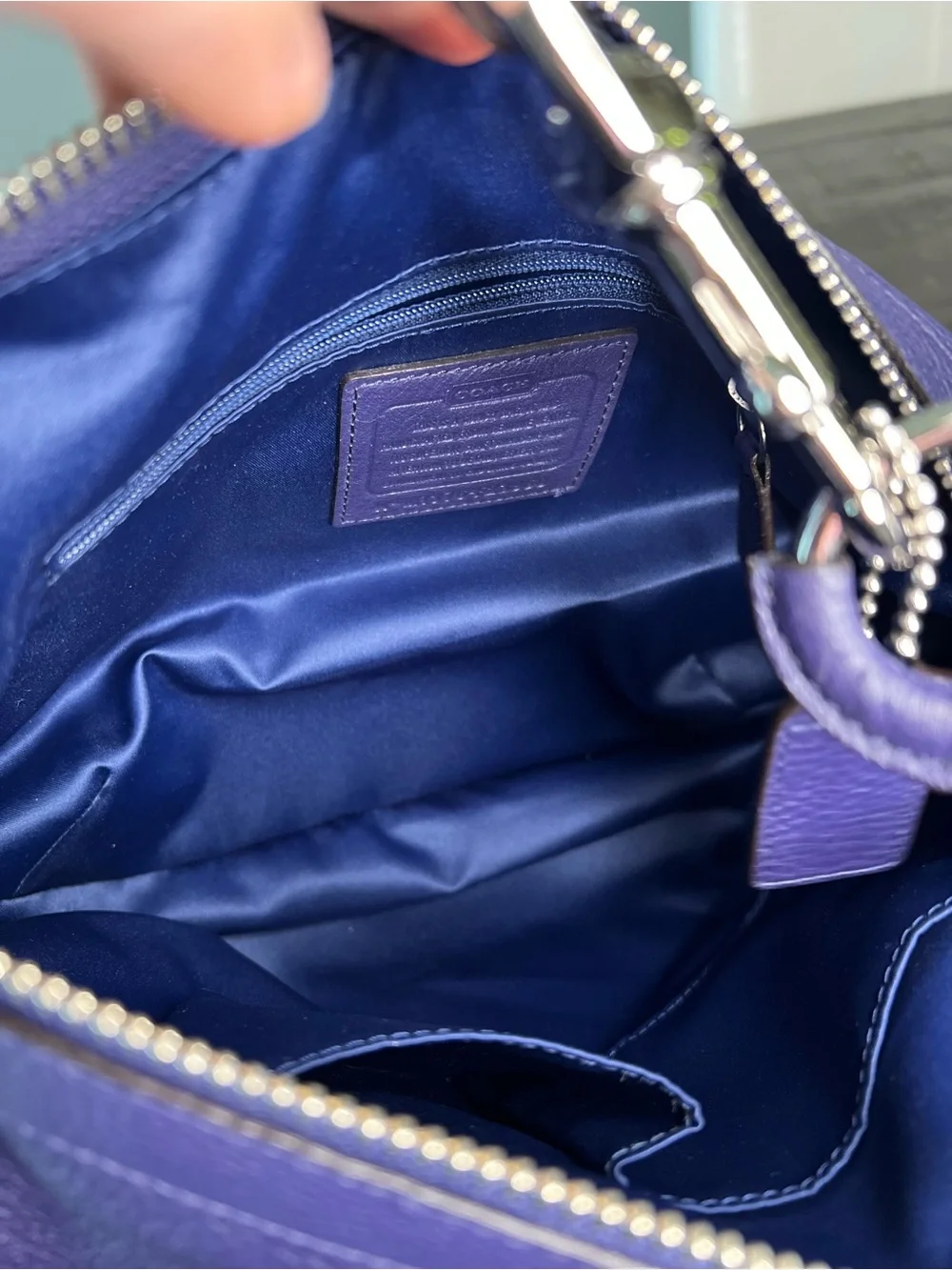 Coach Avery Pebbled Leather Hobo Shoulder Bag in Purple